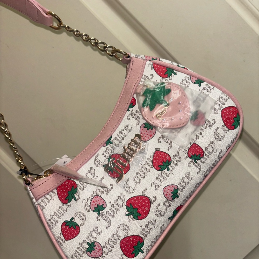 Juicy Couture Pink and White Strawberry Print Bag